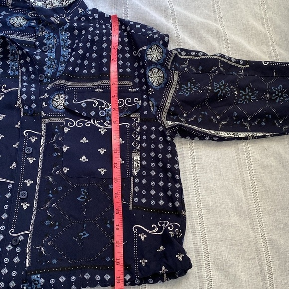 Scoop Retro Aesthetic Navy Patterned Women's Jacket. - Picture 13 of 14